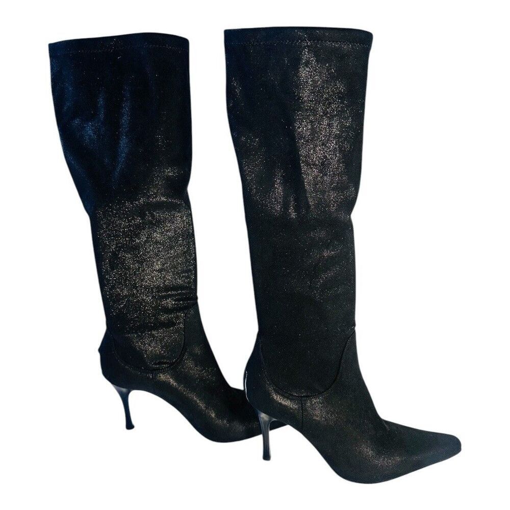 DONALD J.PLINER BLACK - SUEDE LEATHER KNEE HIGH BOOTS US SZ 9.5 SUPER HOT